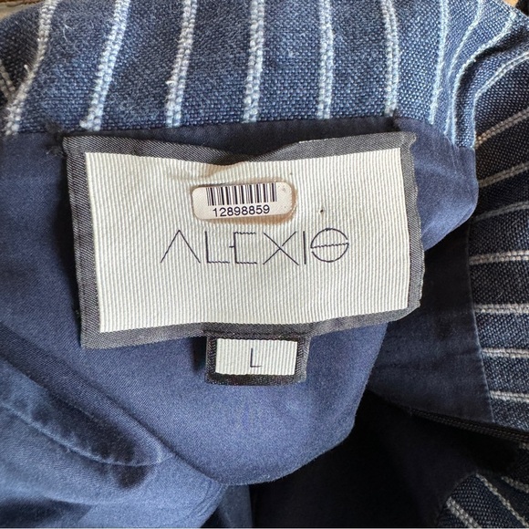 Alexis womens Konner One-Shoulder Linen Blend Striped Mini Dress size large - Picture 4 of 8